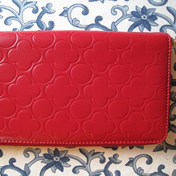 SOLD! RARE New+Tag~ Comme des Garçons Red CLOVER Large Leather Wallet - Picture 8 of 9